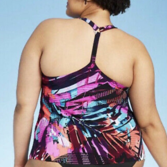 Plus Size Racerback Tankini Top MultiColor - Picture 3 of 14